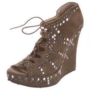 Jimmy Choo Suede Lace-Up Wedge Boots